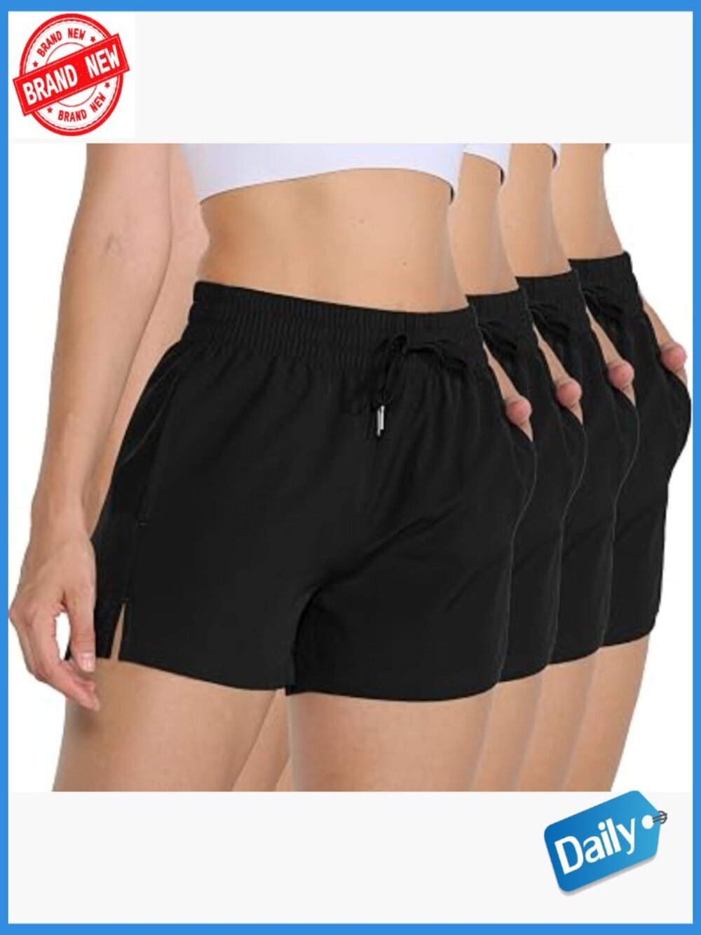4 Pack 3" Womens Athletic Shorts Gym Workout Running Shorts with Pockets